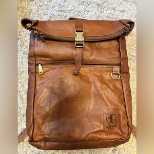 BERLINER BAGS Vintage Leather Backpack Utrecht XL Waterproof Bookbag - NEW